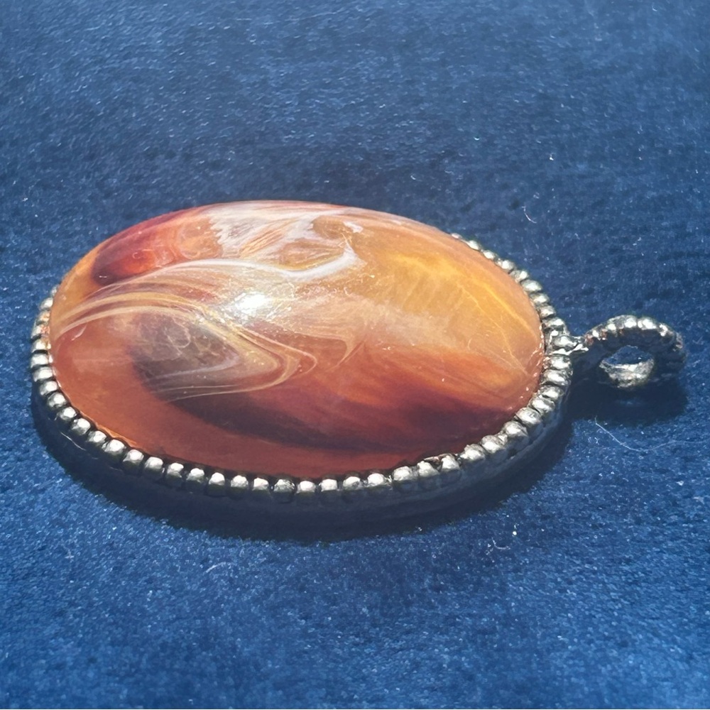 Vintage Agate Pendant With Natural Phoenix Cabochon Silver Setting (acid tested) - Picture 3 of 6